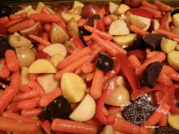 Oven Roasted Veggie Recipe: Baby Carrots, Potato Medley, Garlic & Bell peppers
